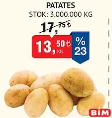 PATATES KG fiyat ve kampanya bilgisi